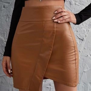 SHEIN tan pleather skirt